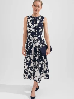 Womem Hobbs Dresses|Angelica Floral Pleated Dress