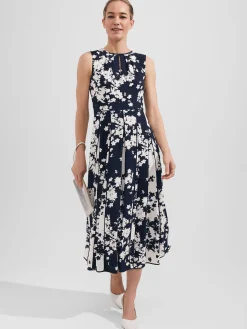 Womem Hobbs Dresses|Angelica Floral Pleated Dress